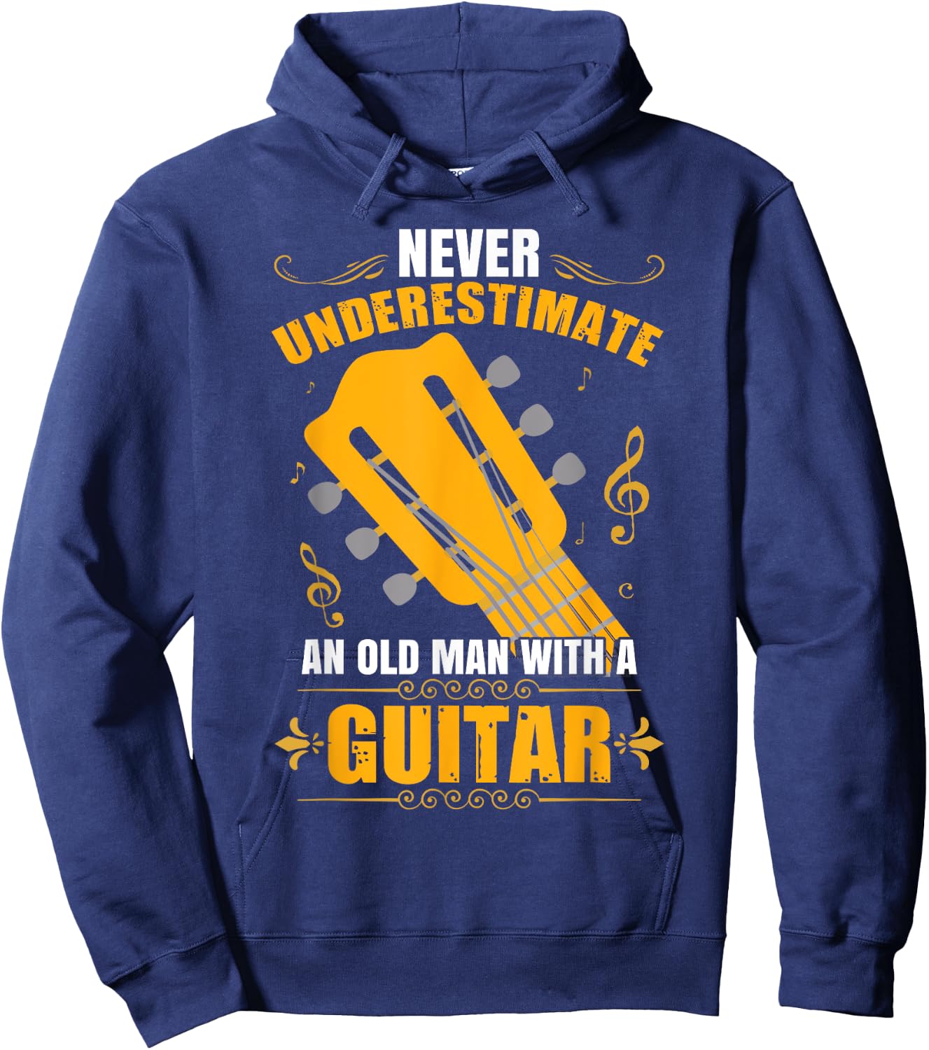 Never Underestimate An Old Man With A Guitar Hoodie - Hoodie | Navy