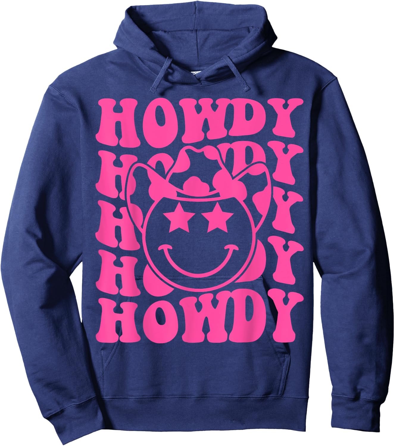 Pink Howdy Smile Face Rodeo Western Country Southern Cowgirl Hoodie - Hoodie | Navy