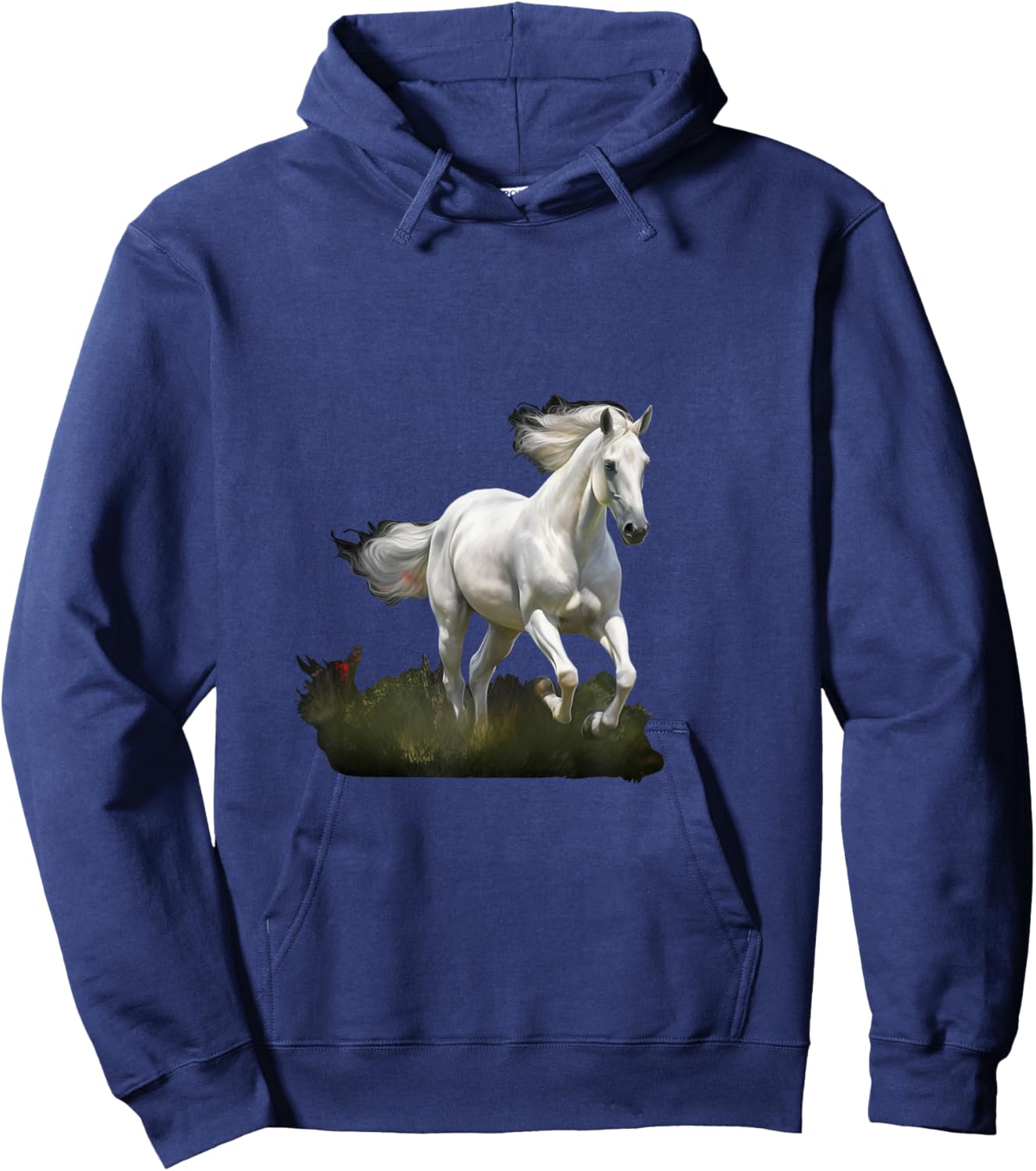 White Horse Style Realistic Painting in a Meadow Hoodie - Hoodie | Navy