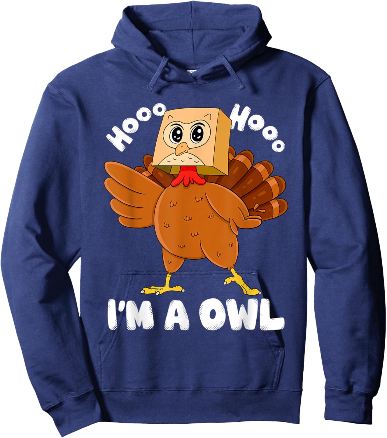 Thanksgiving Funny Fake Owl Turkey Graphic for Owl Lover Hoodie - Hoodie | Navy