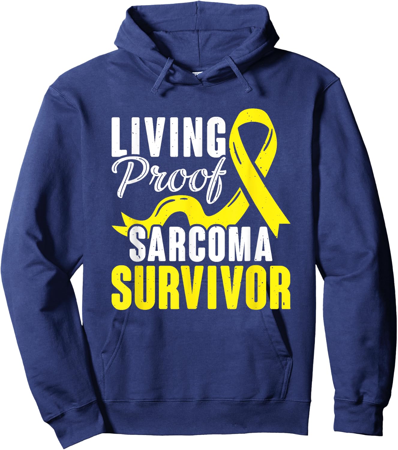 Support Yellow Ribbon Warrior Sarcoma Cancer Survivor Hoodie - Hoodie | Navy