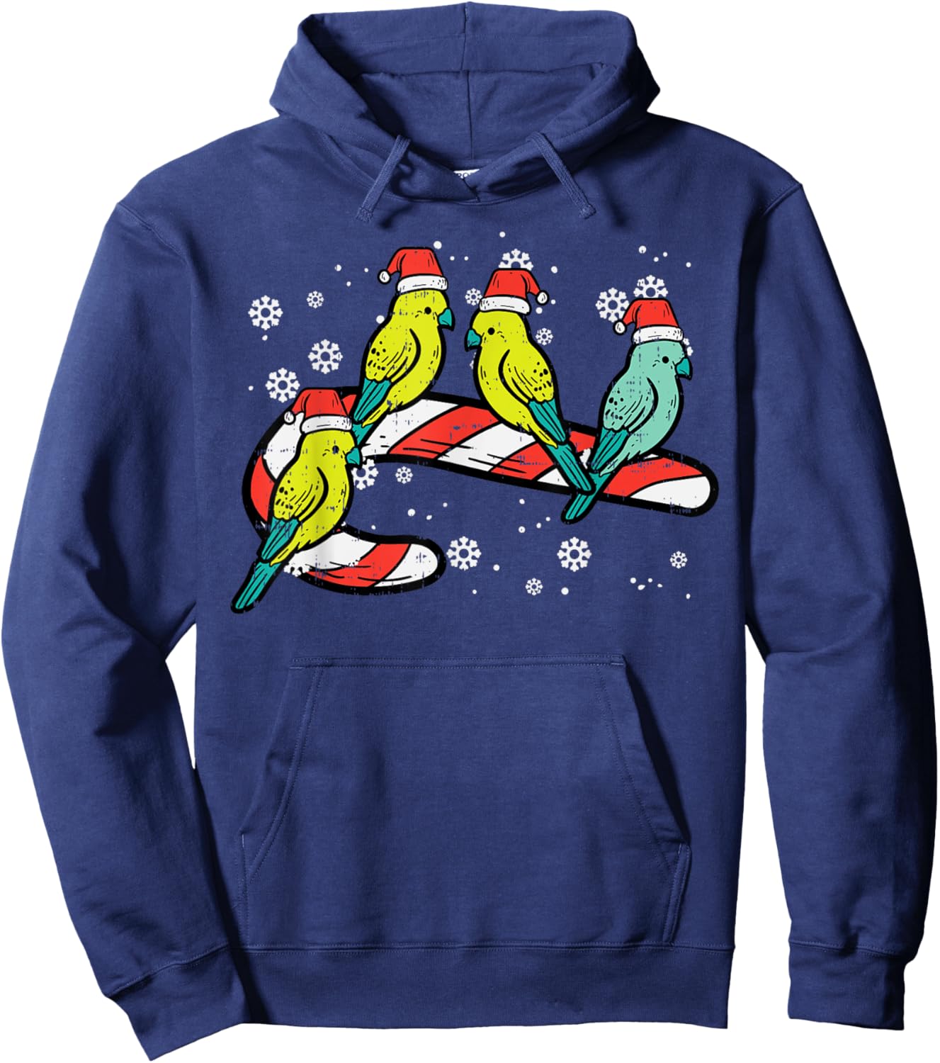 Christmas Parrots Birds Candy Cane Cute Xmas Men Women Kids Hoodie - Hoodie | Navy