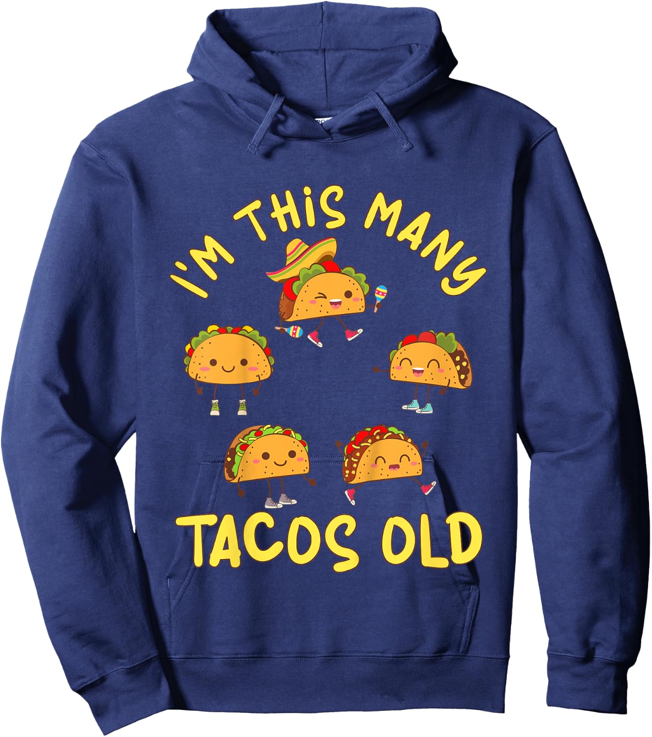 5 Years Old Girl Tacos Old 5th Birthday Kids Hoodie - Hoodie | Navy