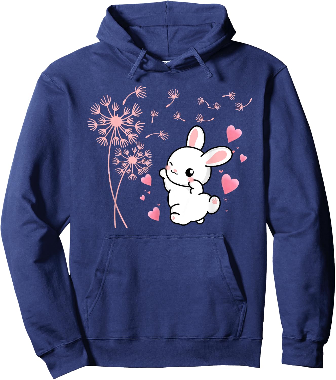 Cute Rabbit Dandelion Garden Flower Bunny Hoodie - Hoodie | Navy