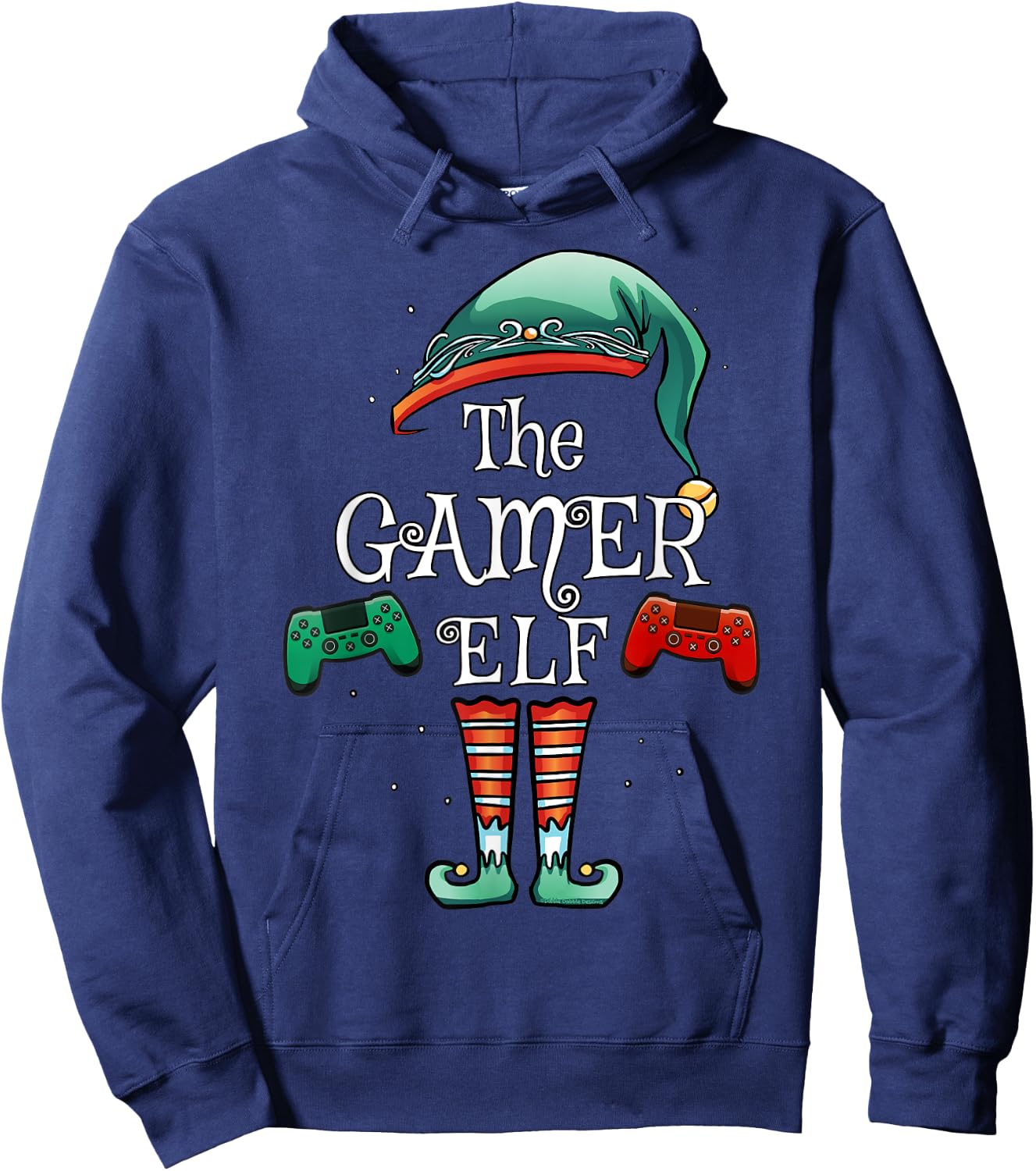 The Gamer Elf Matching Family Christmas Gamer Hoodie - Hoodie | Navy