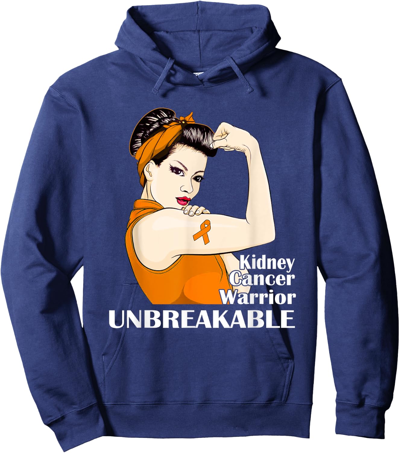 Kidney Cancer Awareness Warrior Unbreakable Survivors Girls Hoodie - Hoodie | Navy