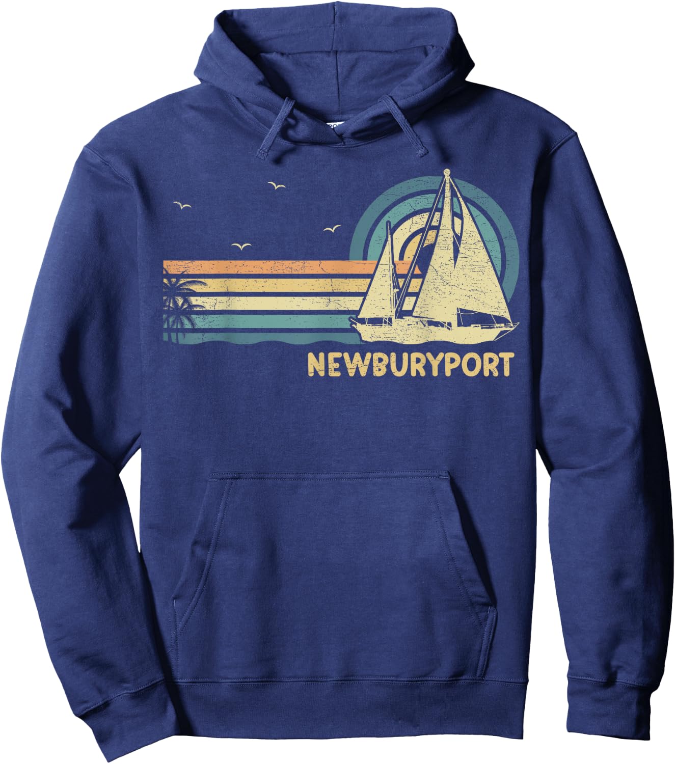 Newburyport Massachusetts Sailing Vacation Boating Sailboat Hoodie - Hoodie | Navy
