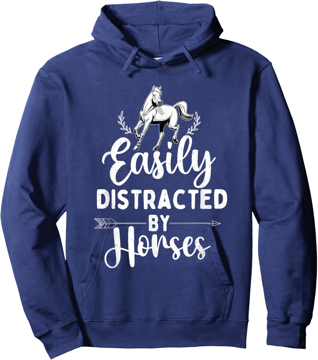 Easily Distracted By Horses - Horse Lover Horseback Riding Hoodie - Hoodie | Navy
