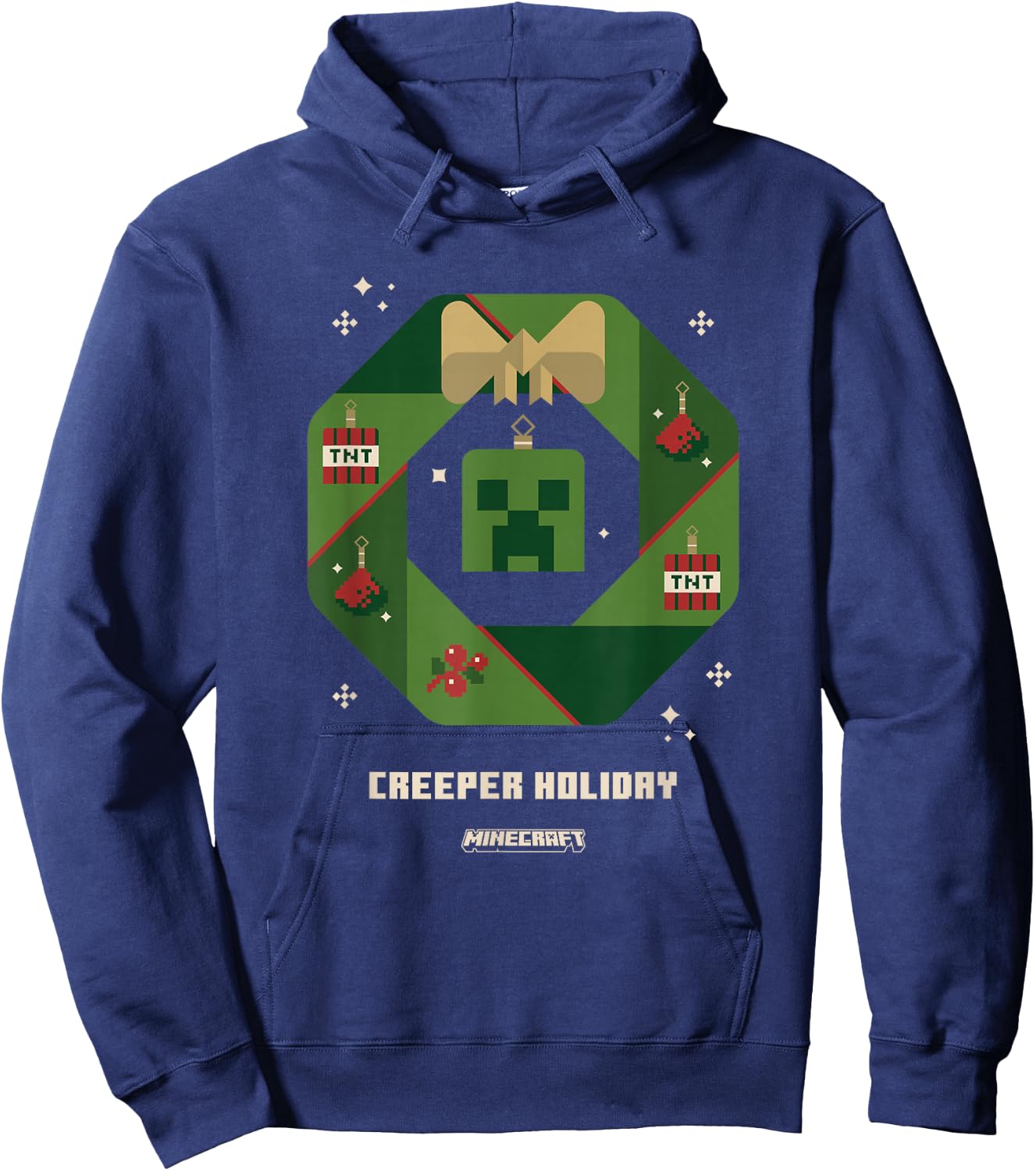Minecraft Christmas Creeper Holiday Xmas Crown Portrait Hoodie - Hoodie | Navy