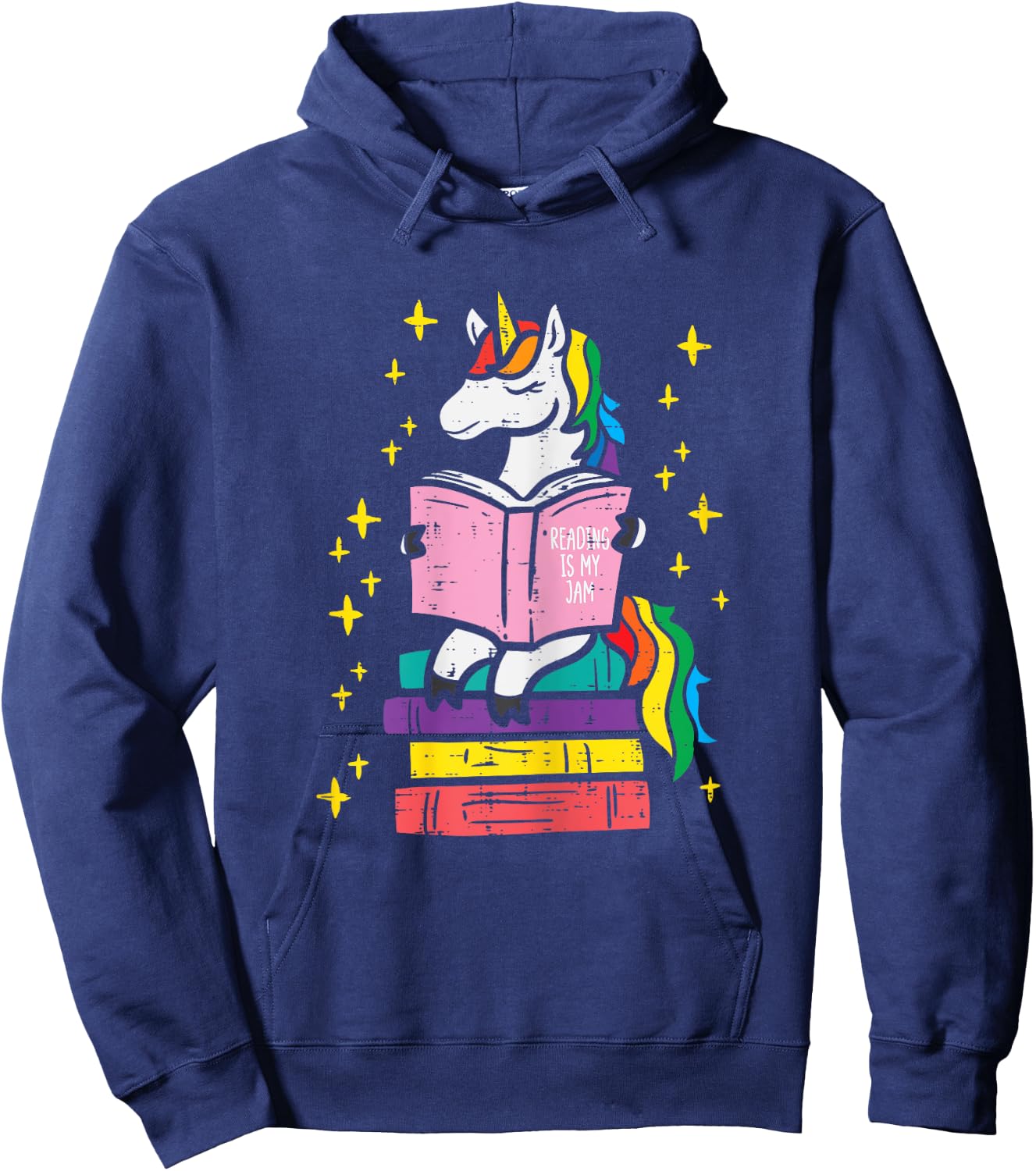 Reading Unicorn Cute Book Lover Bookworm Women Girls Hoodie - Hoodie | Navy