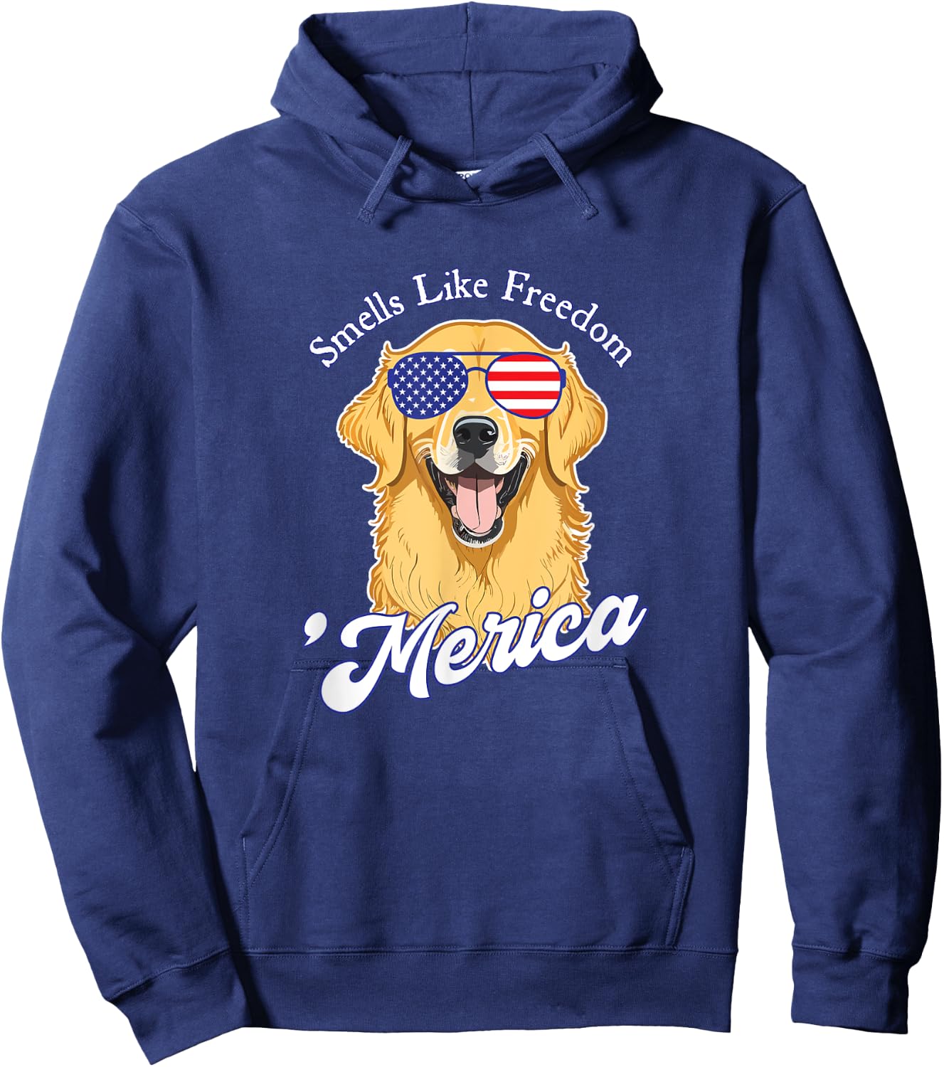 Golden Retriever American Flag Patriotic 4th of July Vintage Men Hoodie - Hoodie | Navy
