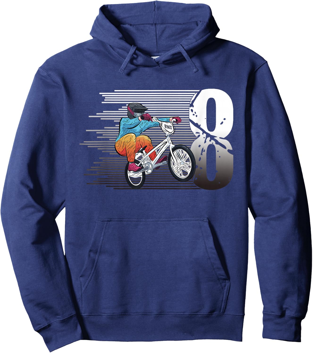 8 Year Old BMX 8th Birthday Gift, Party BMX Boys Dirt Biking Hoodie - Hoodie | Navy