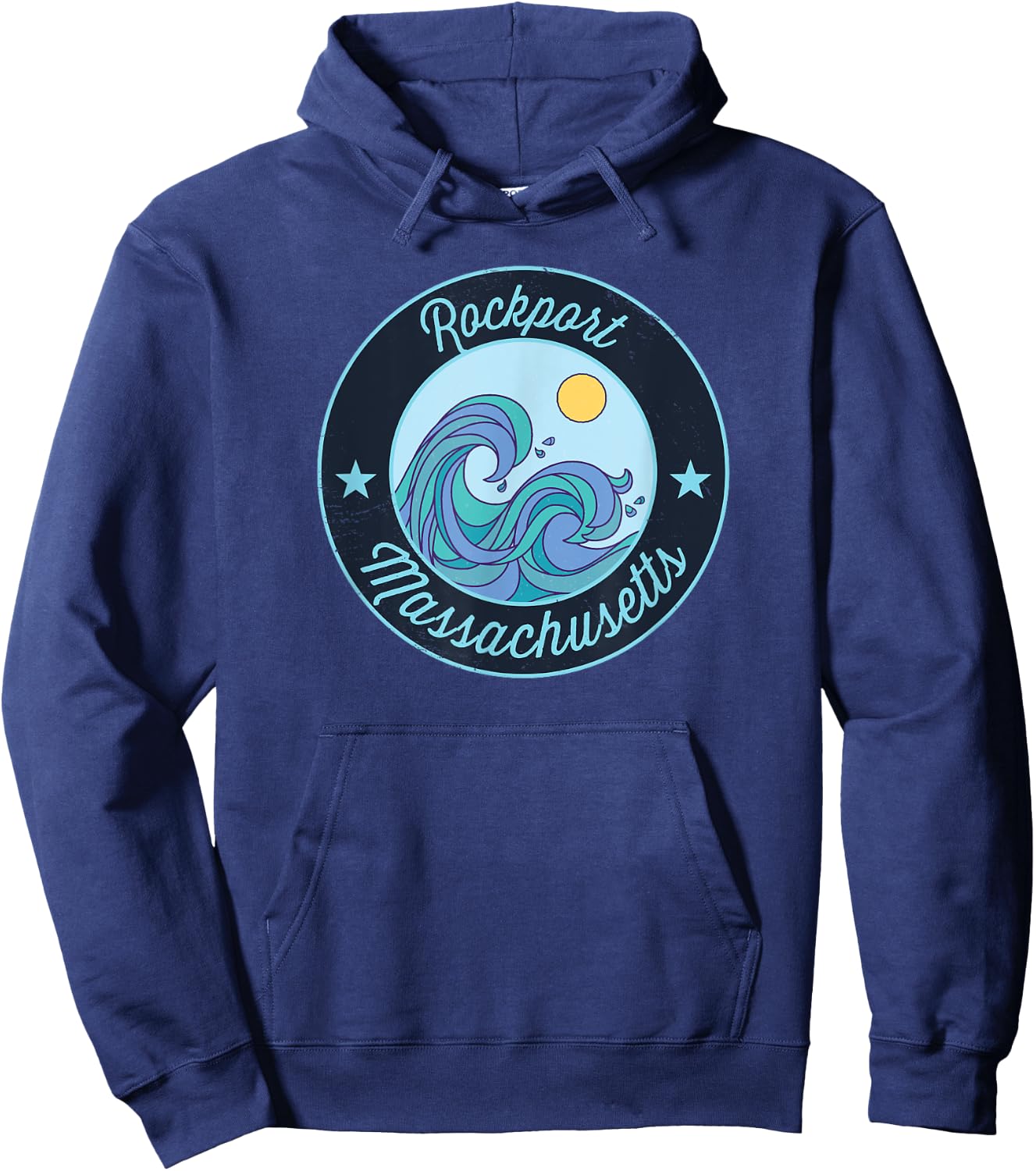 Rockport MA Massachusetts Souvenir Nautical Surfer Graphic Hoodie - Hoodie | Navy