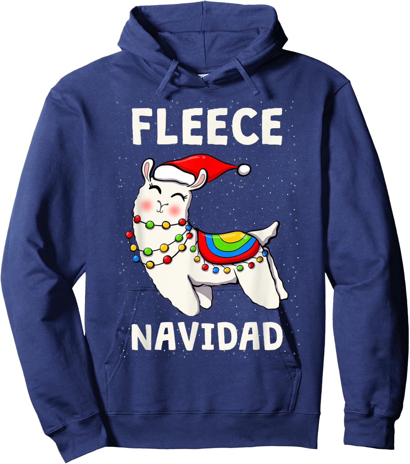 Cute Fleece Navidad Llama Christmas Xmas Men Women Kids Hoodie - Hoodie | Navy