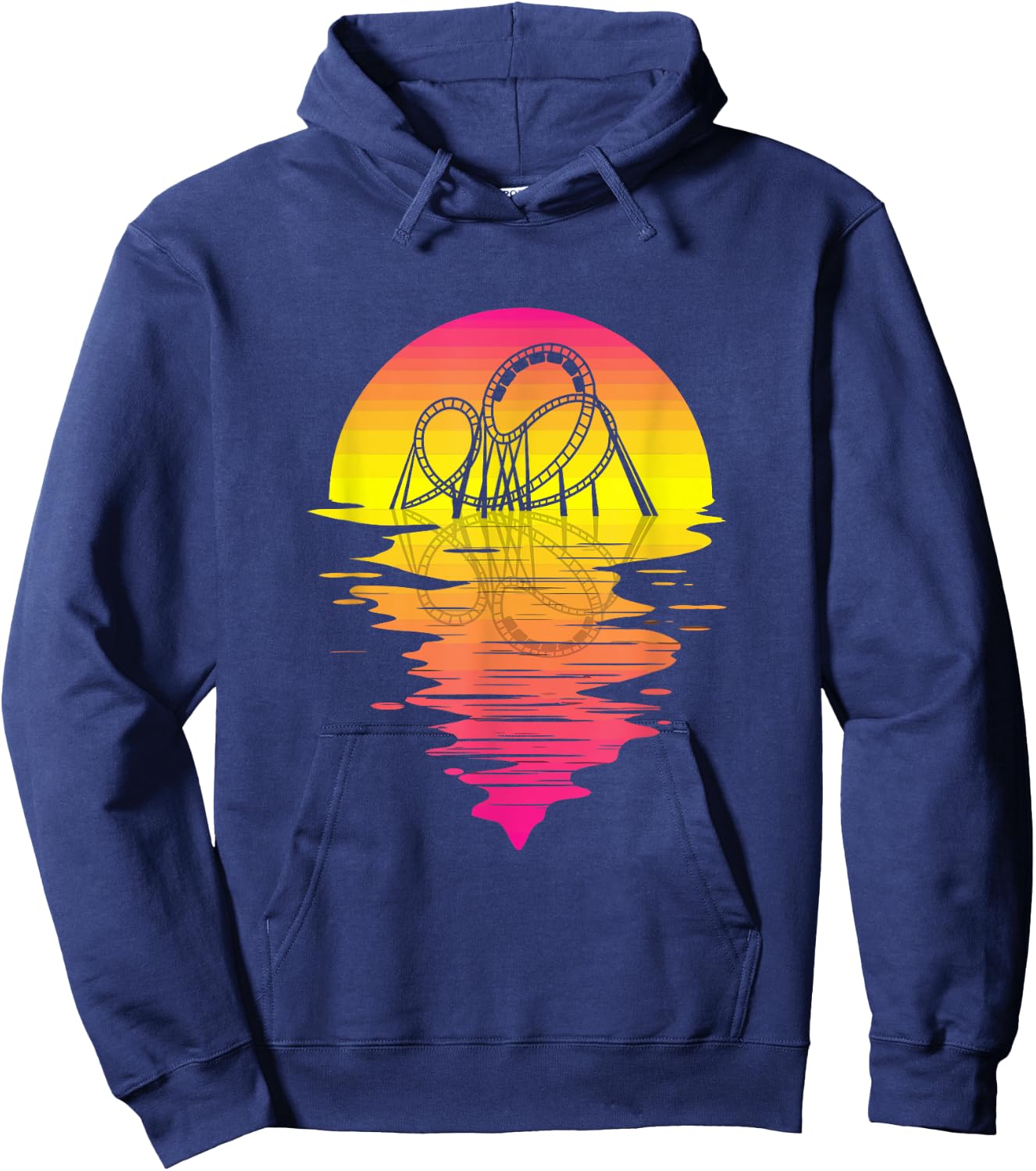 Roller Coaster Retro Pink 80s Vintage Retro Sunset Hoodie - Hoodie | Navy