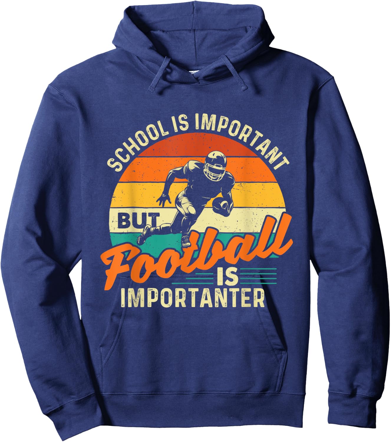 School Is Important But Football Is Importanter - Footballer Hoodie - Hoodie | Navy