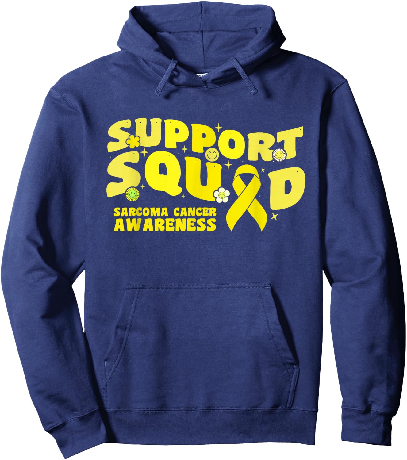 Support Squad Sarcoma Cancer Awareness Yellow Ribbon Fighter Hoodie - Hoodie | Navy