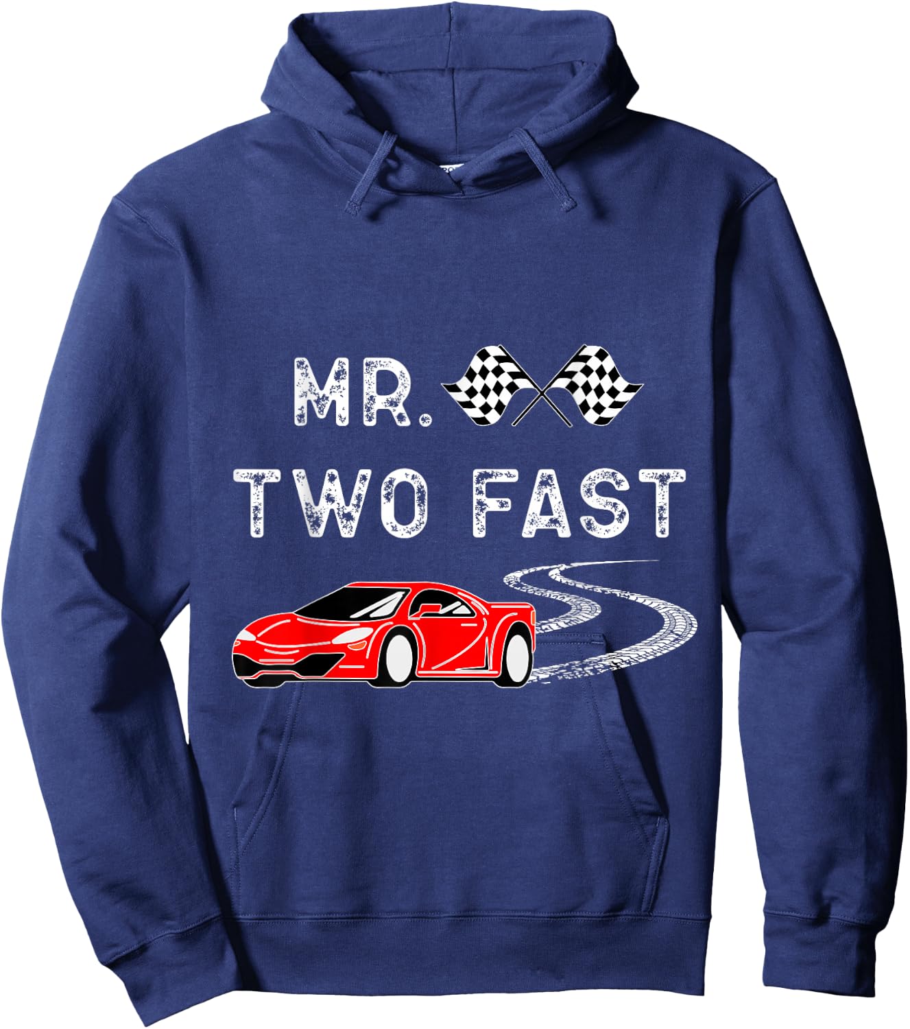 Boy Second Birthday Racer Mr. Two Fast 2nd Race Car Bday Hoodie - Hoodie | Navy