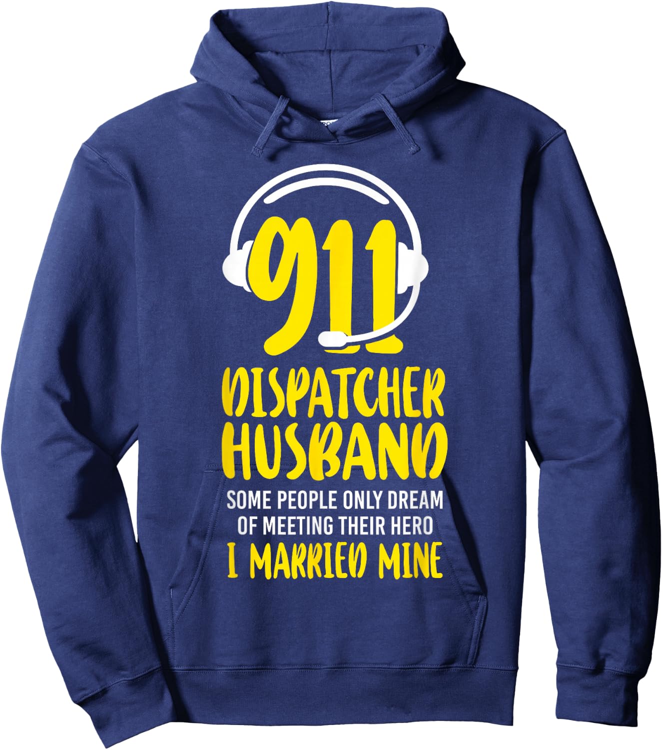 911 Dispatcher Thin Gold Yellow Line Husband Wife 911 Hoodie - Hoodie | Navy
