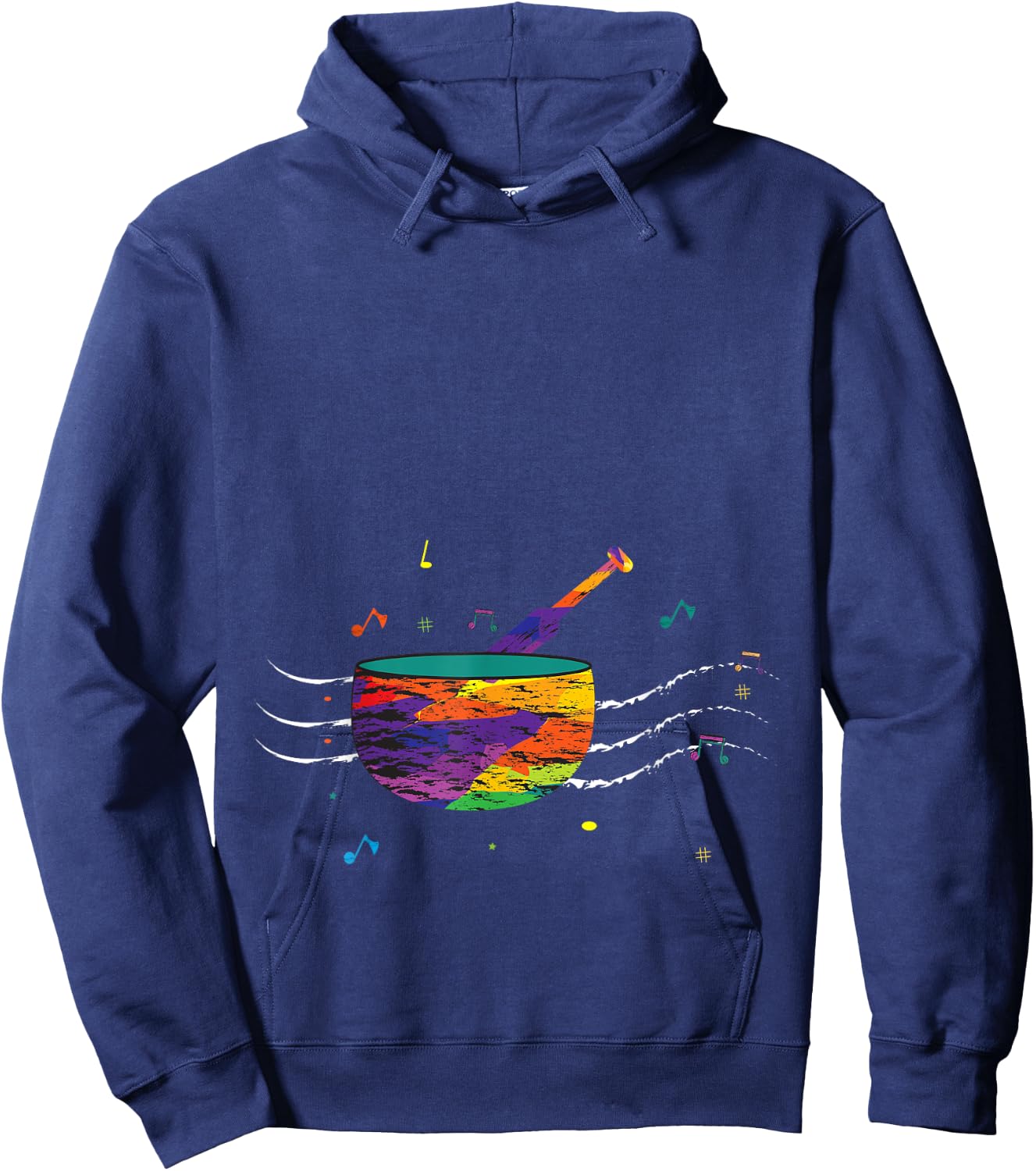Music Lover, Colorful Singing Bowl, Sound Love, Singing Bowl Hoodie - Hoodie | Navy
