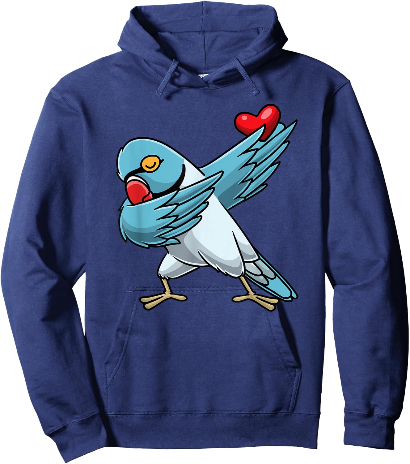 Blue Indian Ringneck Dabbing Parrot Bird With Heart Hoodie - Hoodie | Navy