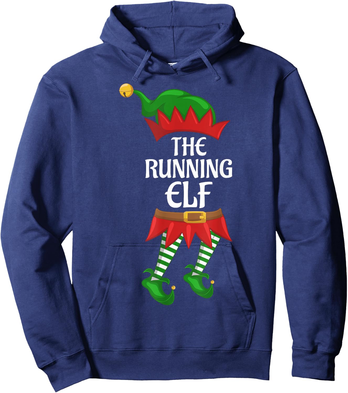 Running Elf Family Matching Group Christmas Party Hoodie - Hoodie | Navy