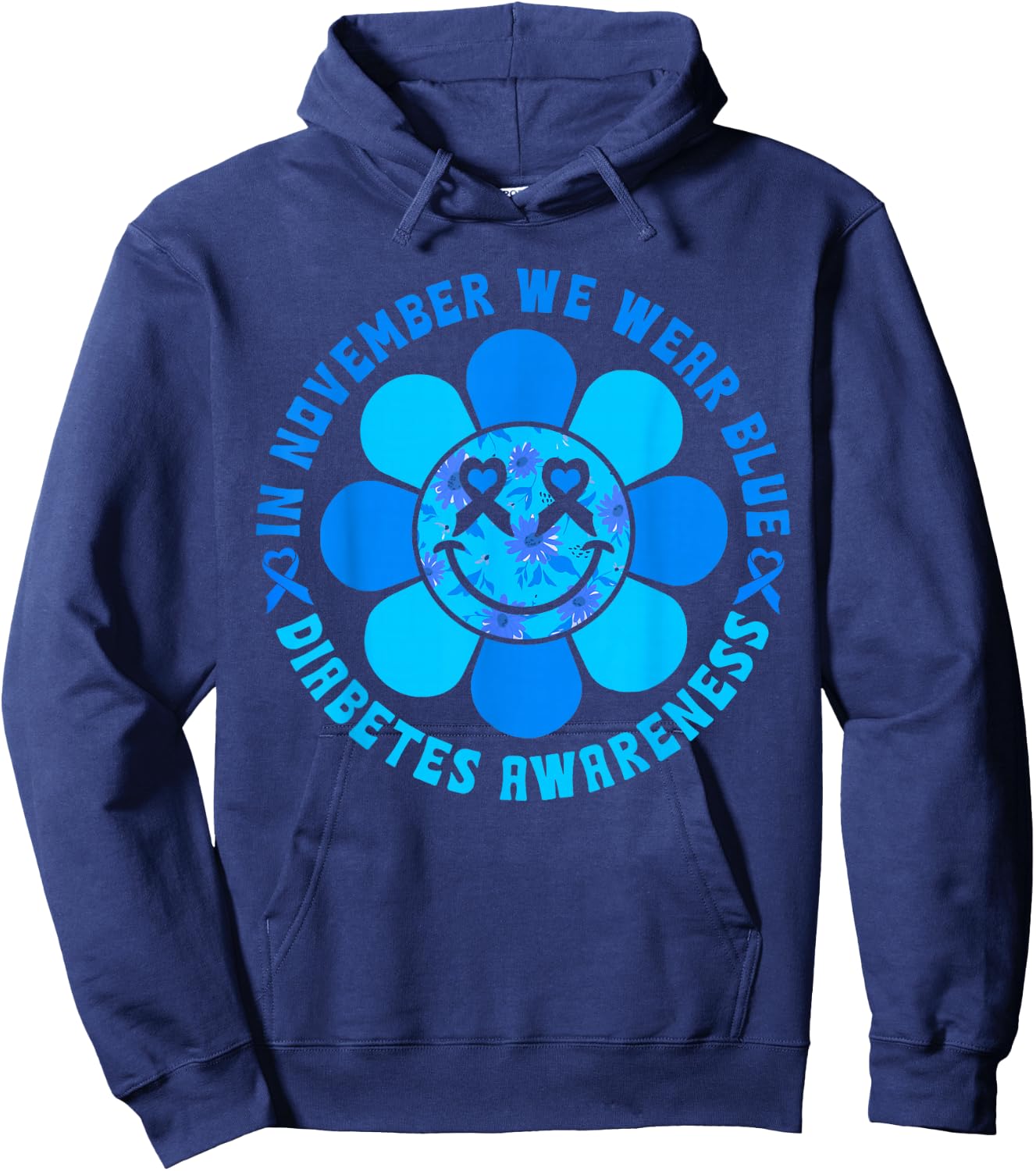 In November We Wear Blue T1D Type 1 Diabetes Awareness Hoodie - Hoodie | Navy