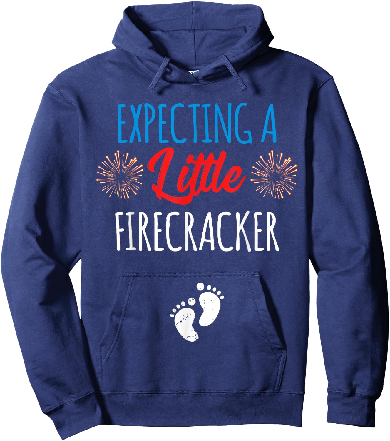 Expecting a Little Firecracker New Mom 4th of July Pregnancy Hoodie - Hoodie | Navy