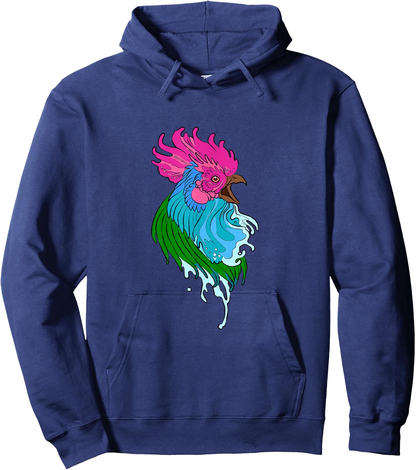 Chicken / Rooster / Cockerel / Capon / Yardbird / Angry Hoodie - Hoodie | Navy
