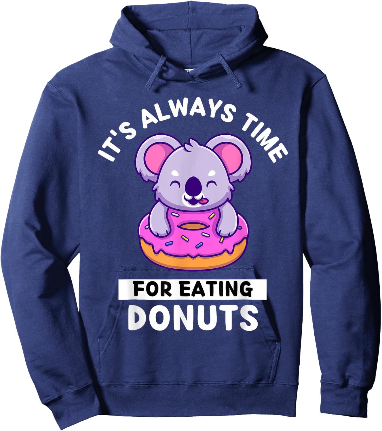 Cute Kawaii Koala It's Always Time For Eating Donuts Hoodie - Hoodie | Navy