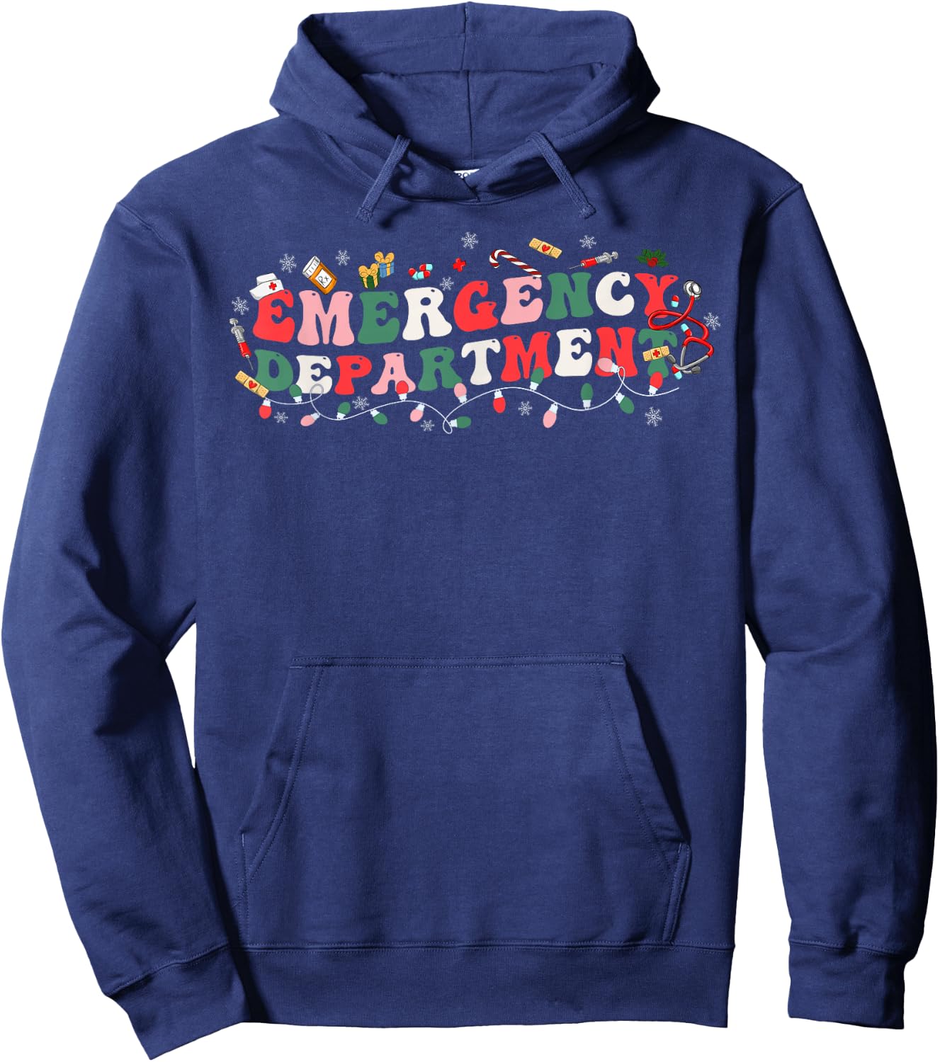 Emergency Department ER Nurse Christmas Ed Nurse Tech Hoodie - Hoodie | Navy