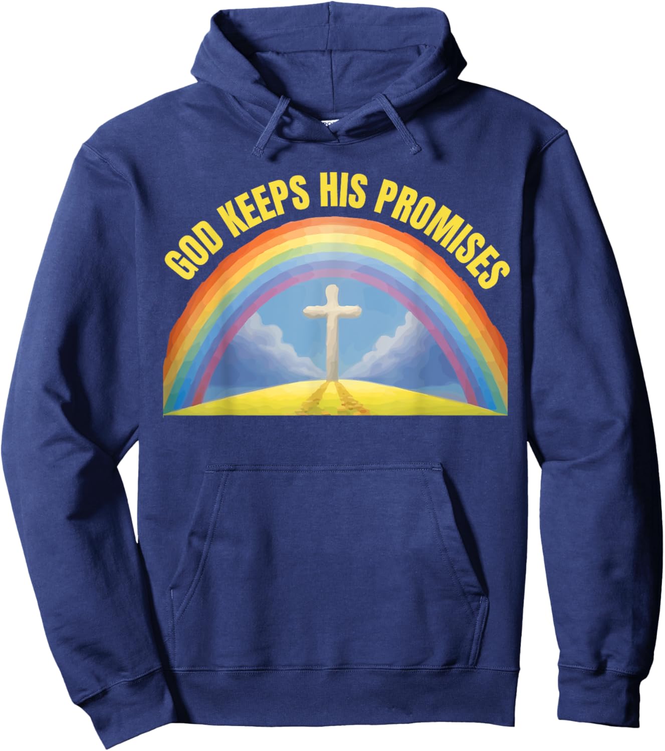 Christian Religious Faith Rainbow God Keeps His Promises Hoodie - Hoodie | Navy