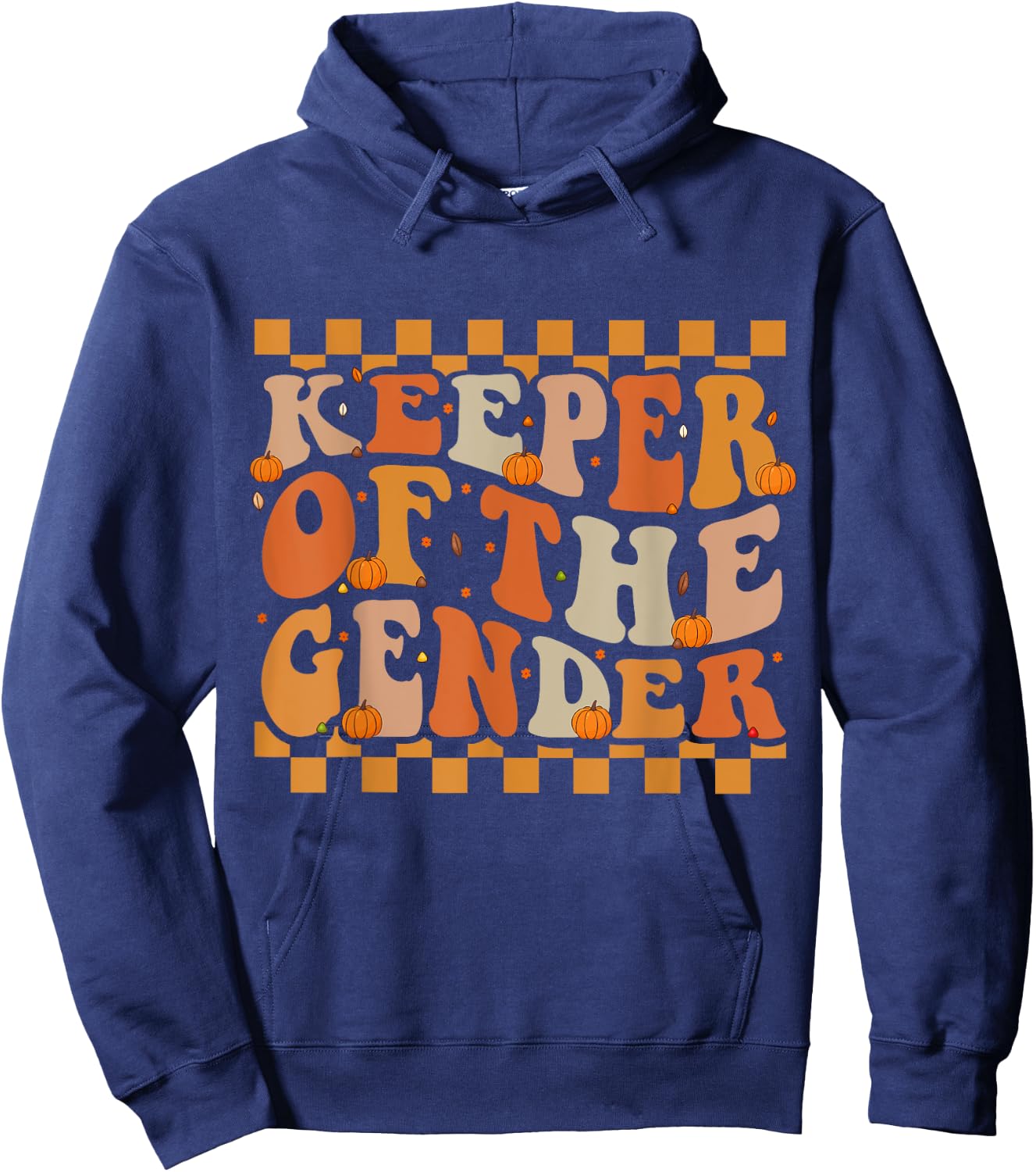Keeper Of The Gender Fall Groovy Thanksgiving Reveal Baby Hoodie - Hoodie | Navy