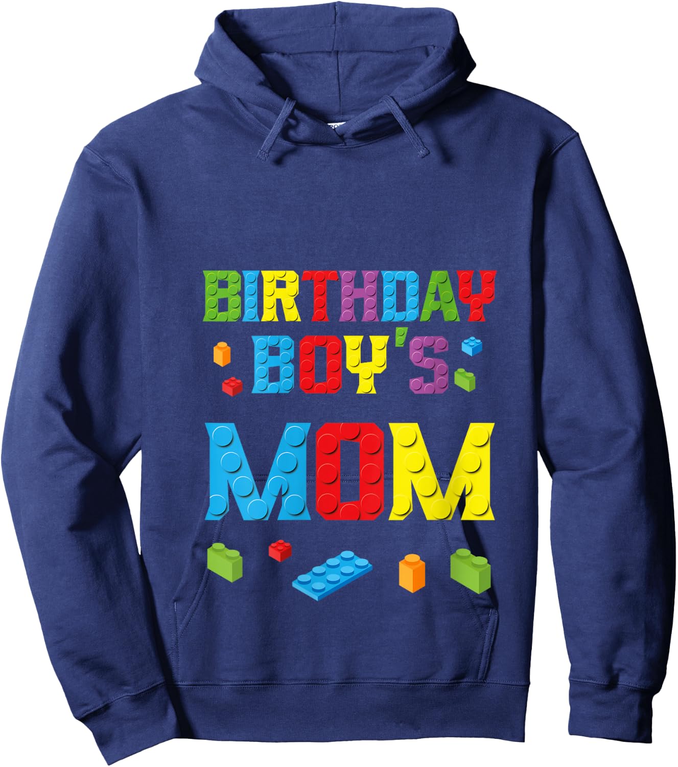Master Builder Birthday Boy's Mom Building Bricks Blocks V-Neck Hoodie - Hoodie | Navy