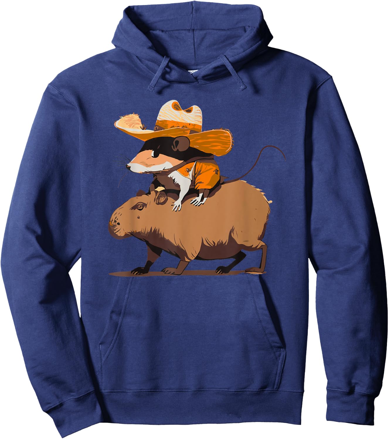 Funny Capybara Cowboy Cowgirl Rodent Mouse Western Country Hoodie - Hoodie | Navy