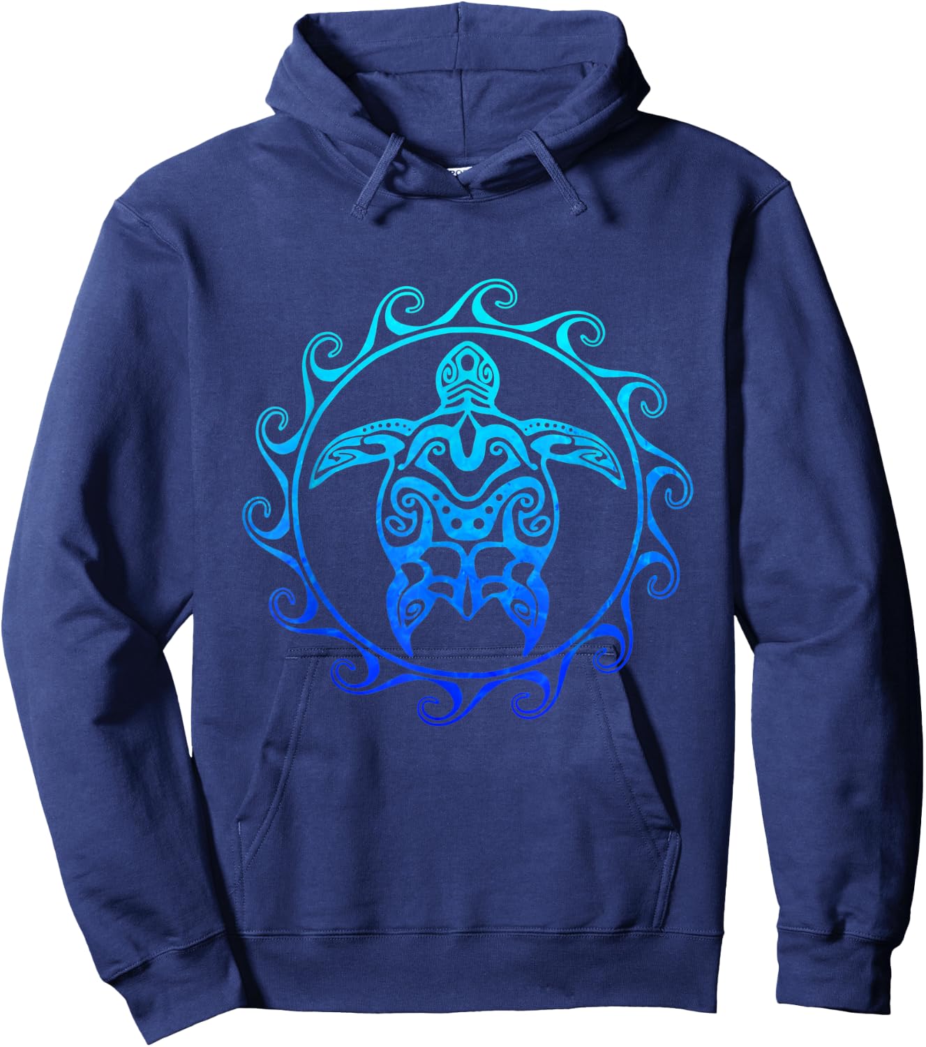Tribal Maori Polynesian Sea Turtle Tattoo Style Hoodie - Hoodie | Navy