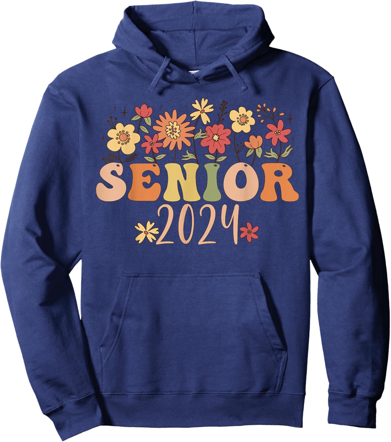 Senior 2024 Groovy Retro Class of 2024 Graduation Hoodie - Hoodie | Navy