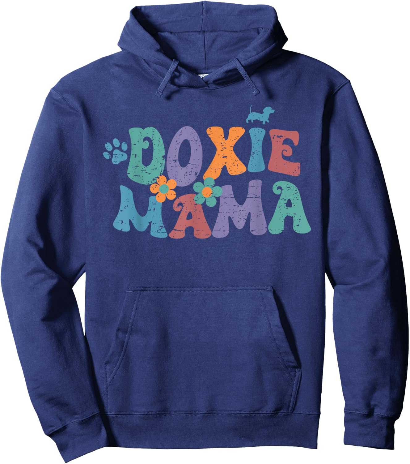Groovy Doxie Mama Colorful Dog Gift Dachshund Lover Dogs Mom Hoodie - Hoodie | Navy