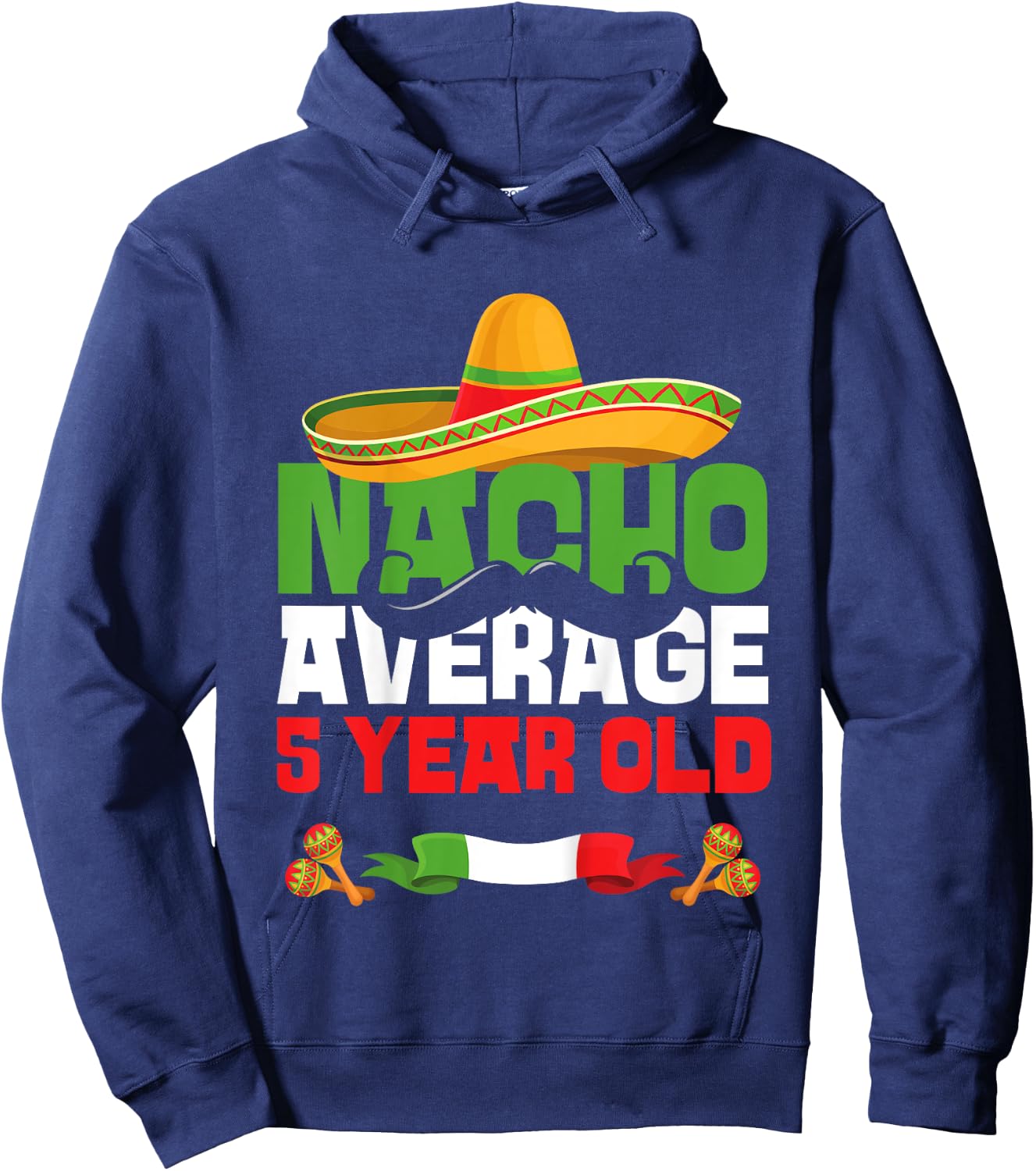 Kids 5 Year Old Mexican Fiesta 5th Birthday Party Cinco De Mayo Hoodie - Hoodie | Navy