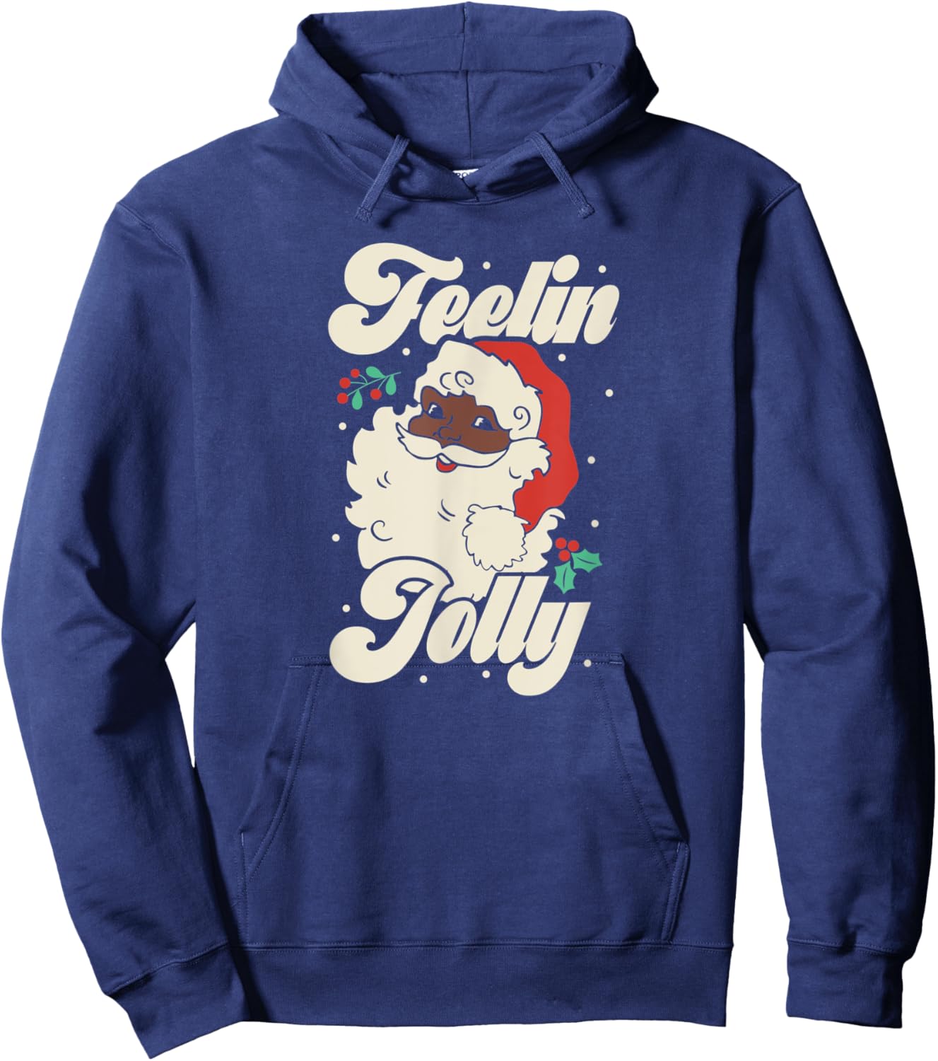Christmas shirt Feeling Jolly Retro vintage Santa Black Hoodie - Hoodie | Navy