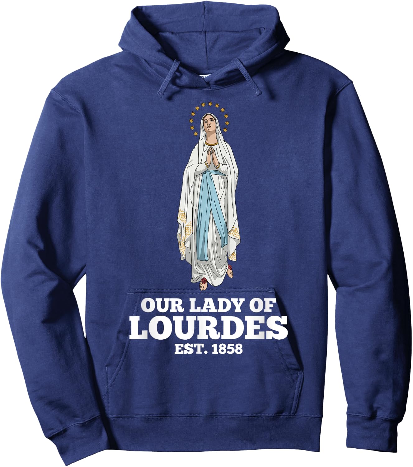 Our Lady of Lourdes 1858 Marian Pilgrimage Catholic Hoodie - Hoodie | Navy