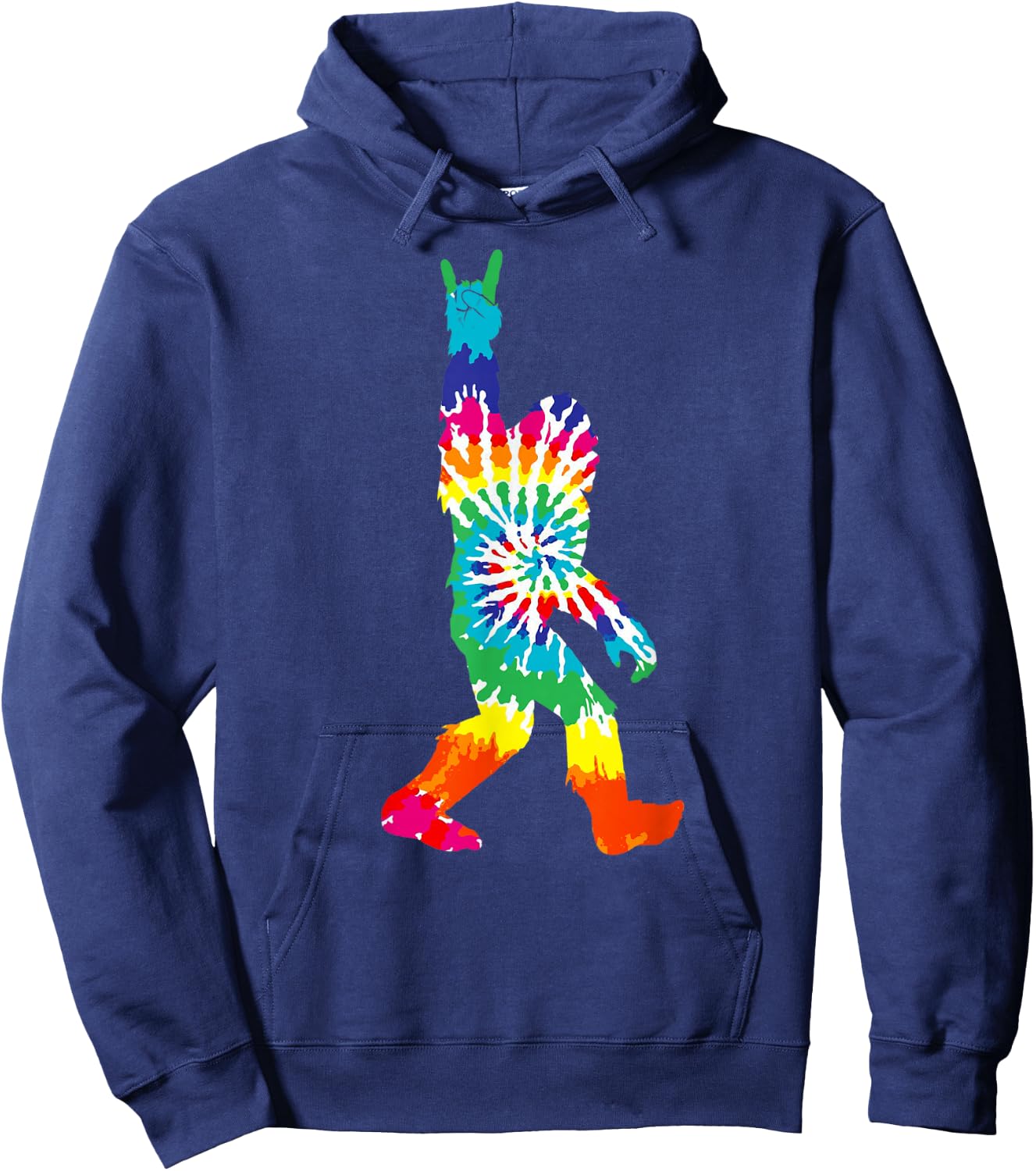 Funny Bigfoot Rock and Roll Tie Dye Shirt Sasquatch Believer Hoodie - Hoodie | Navy
