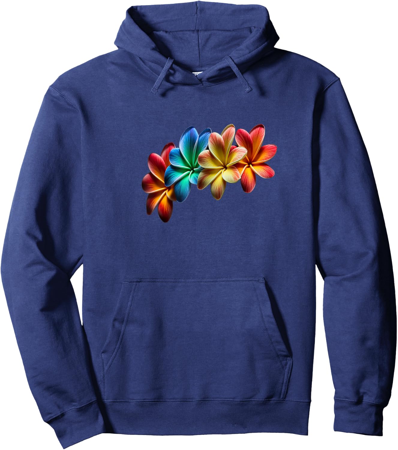 Rainbow Plumeria Design by Blazed Trezurs Hoodie - Hoodie | Navy