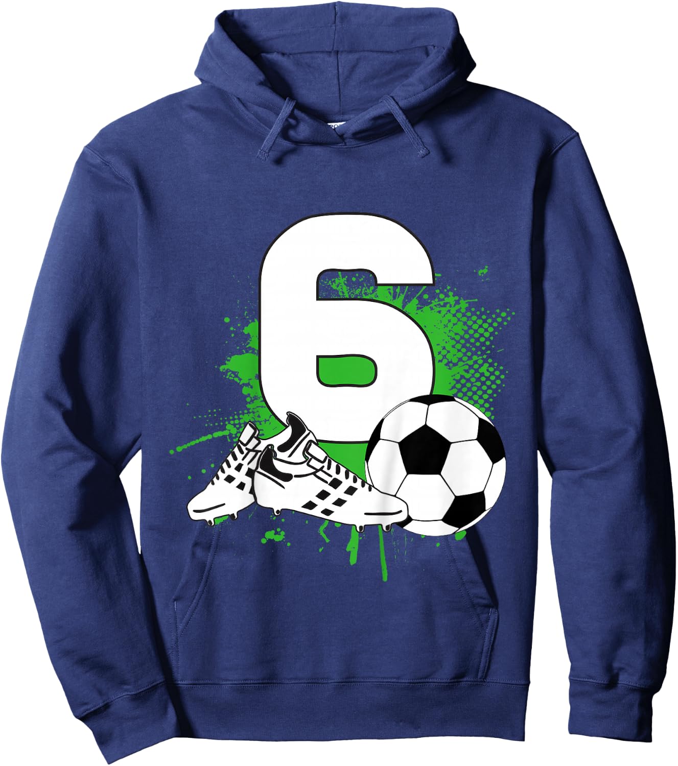 6th Birthday Boys 6 Years Soccer Football Player Birthday Hoodie - Hoodie | Navy