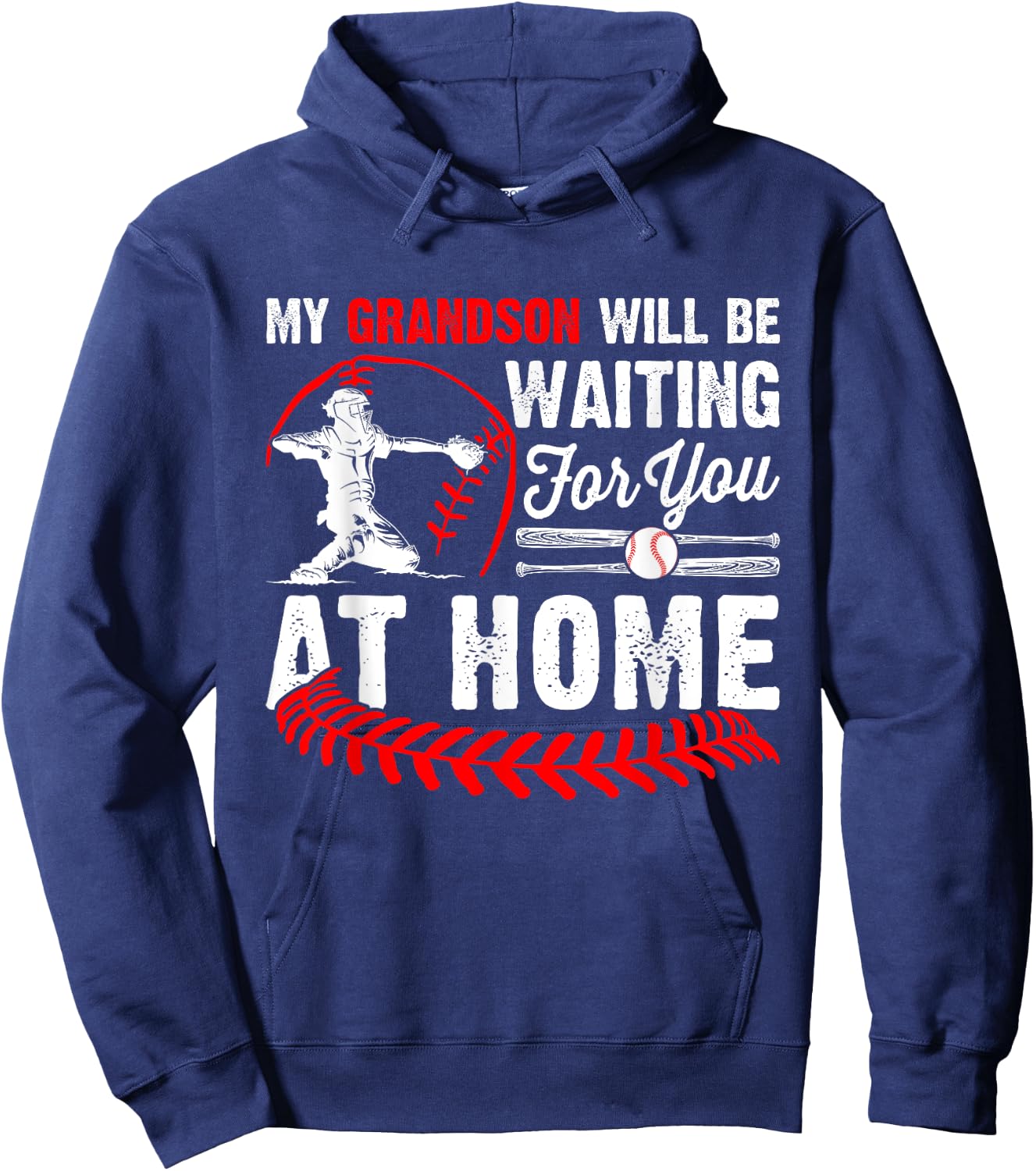 My Grandson Will Be Waiting For You At Home Baseball Player Hoodie - Hoodie | Navy