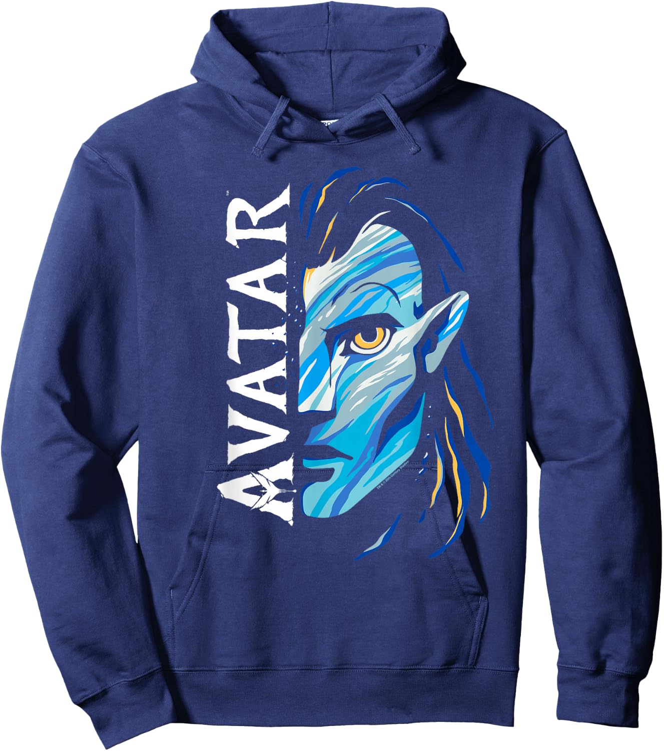Avatar: The Way of Water Jake Sully Split Avatar Face Hoodie - Hoodie | Navy