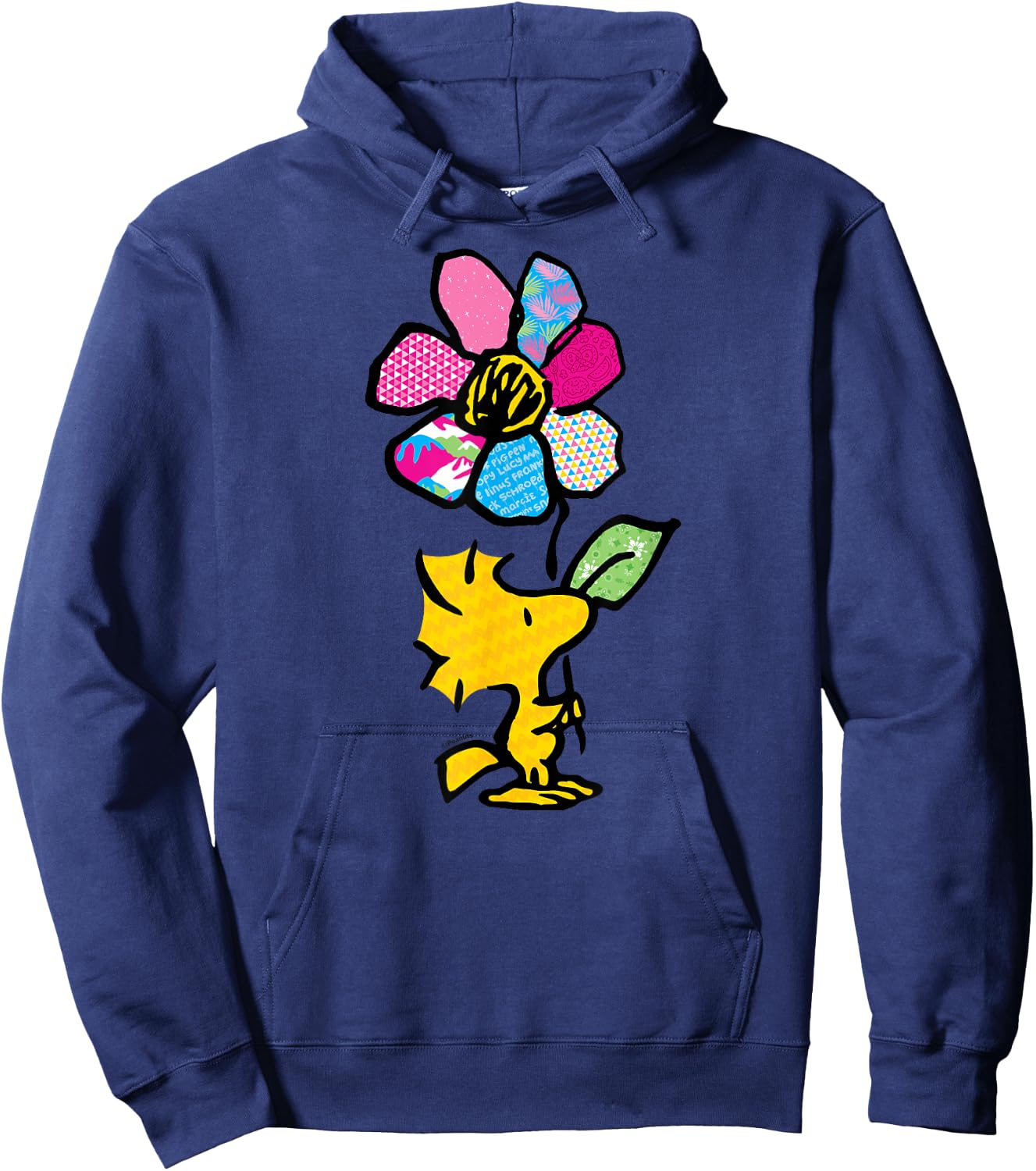 Peanuts - Woodstock with Flower and Pattern Hoodie - Hoodie | Navy