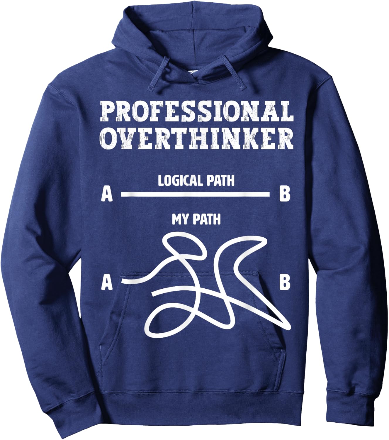 Professional Overthinker - Logical Path Funny Overthinking Hoodie - Hoodie | Navy