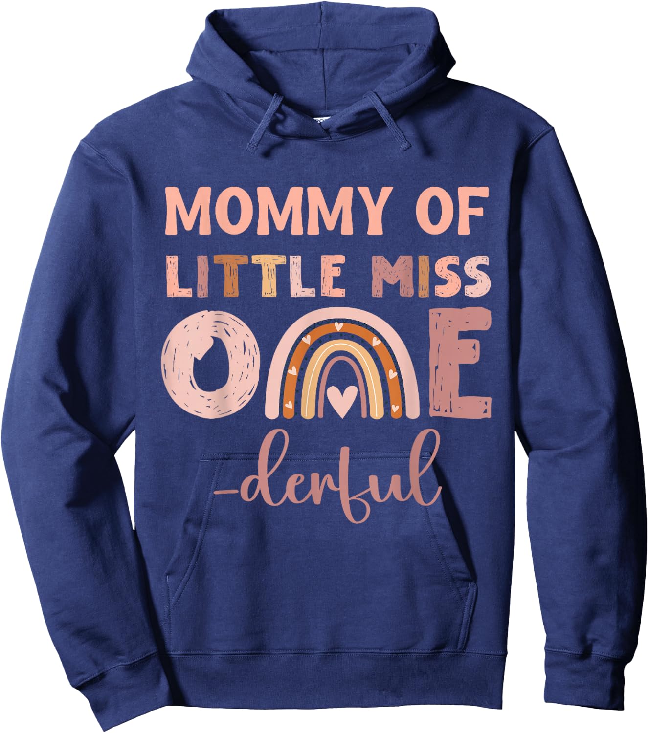 Boho Mommy of Miss Onederful 1st Birthday Girl Cute Small Hoodie - Hoodie | Navy