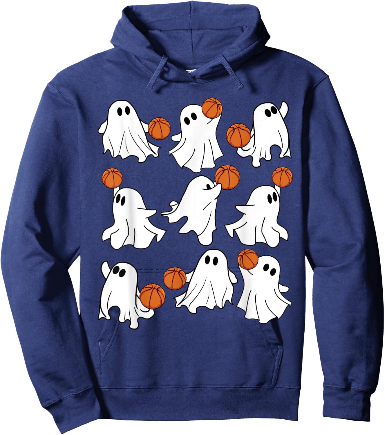 Boo Ghost Halloween Basketball Happy Halloween Basketball Hoodie - Hoodie | Navy